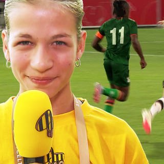 Tigerenten-Reporterin Luisa beim Testspiel Deutschland vs. Sambia