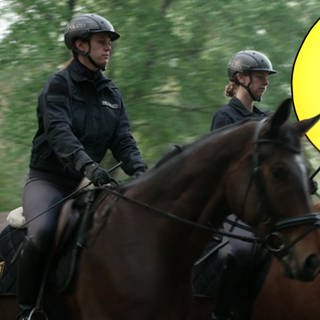 Sarah mit Pferd Finn und weiteren berittenen Polizisten beim Training