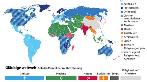 Weltreligionen Karte Wissen SWR Kindernetz